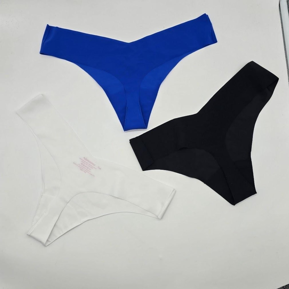 Commando Thong 3-Pack Women’s M/L Black White Blue Seamless No-Show USA NWOT - Picture 9 of 15